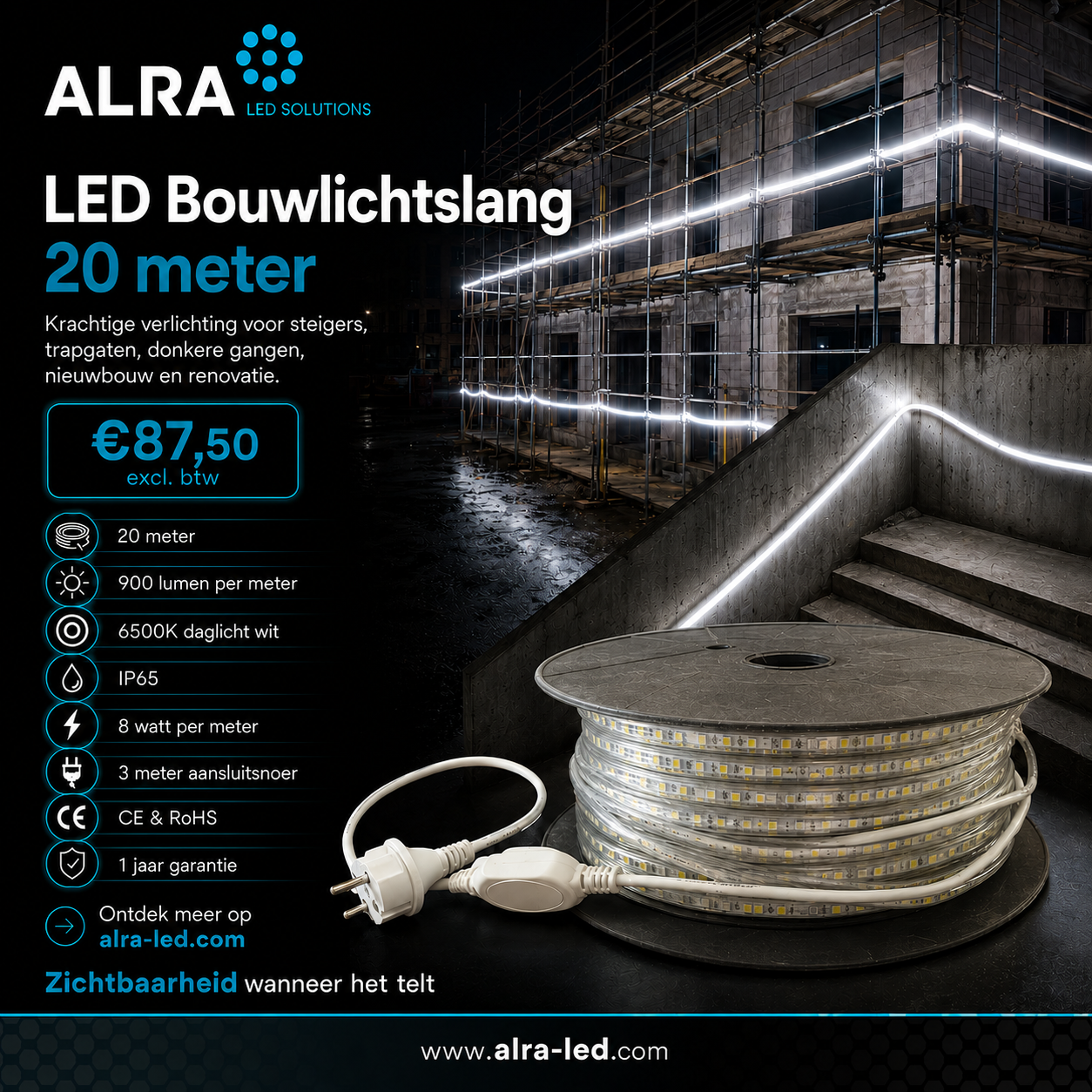 LED Bouwlichtslang verlichting 20 meter