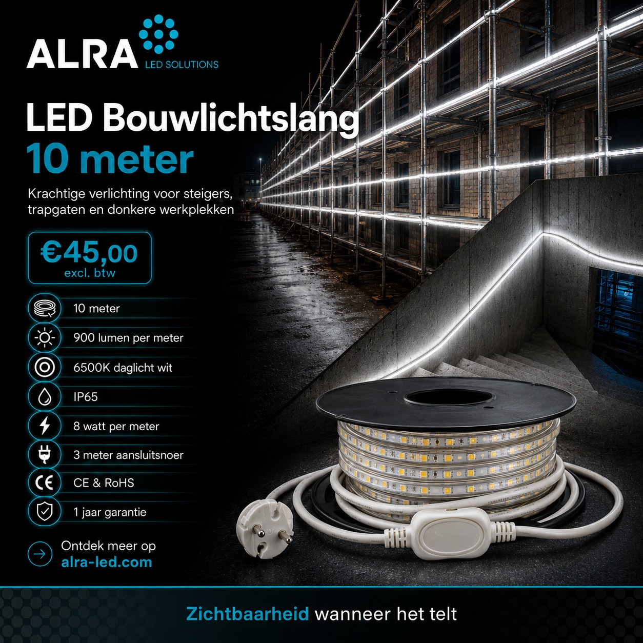 LED Bouwlichtslang verlichting 10 meter