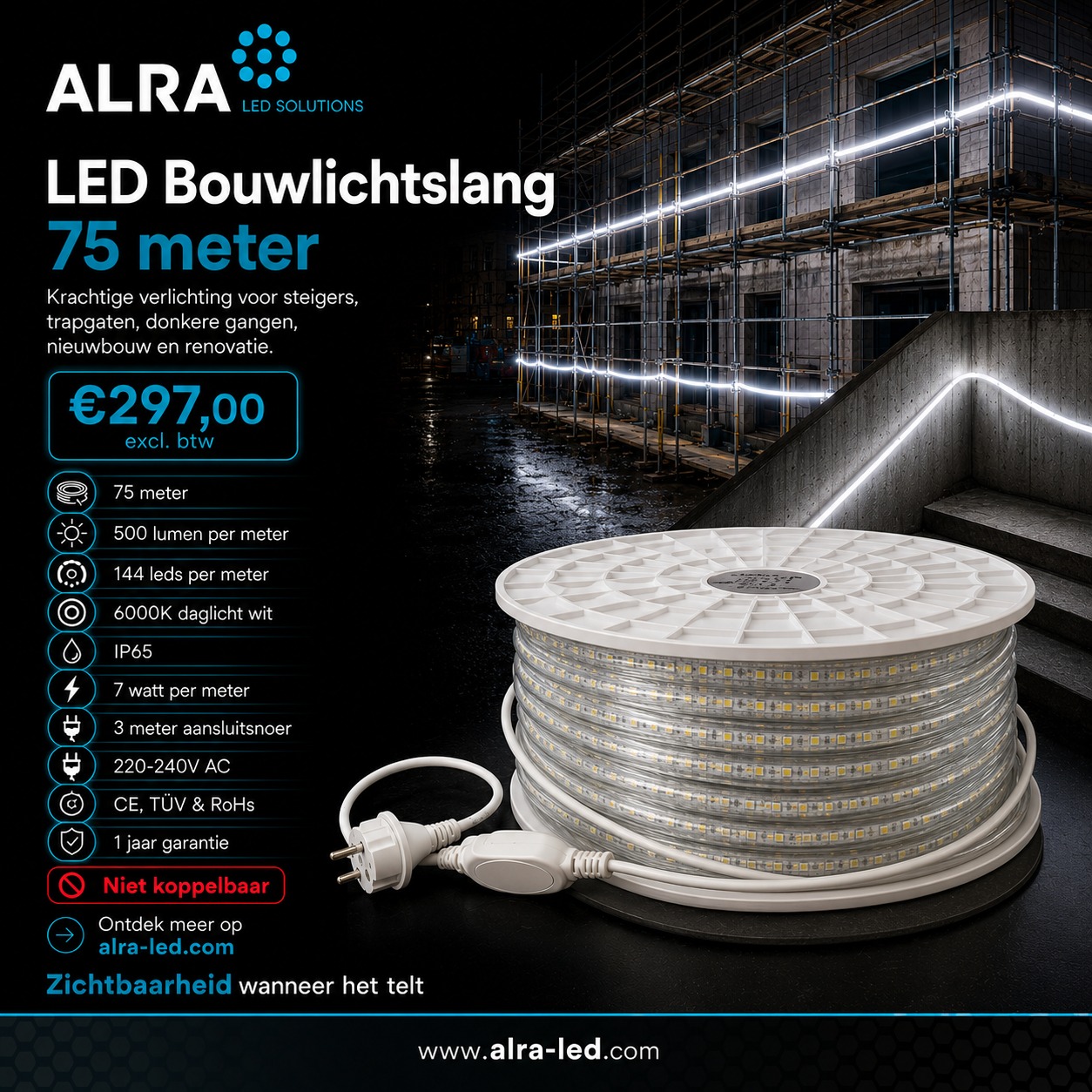 LED Bouwlichtslang verlichting 75 meter